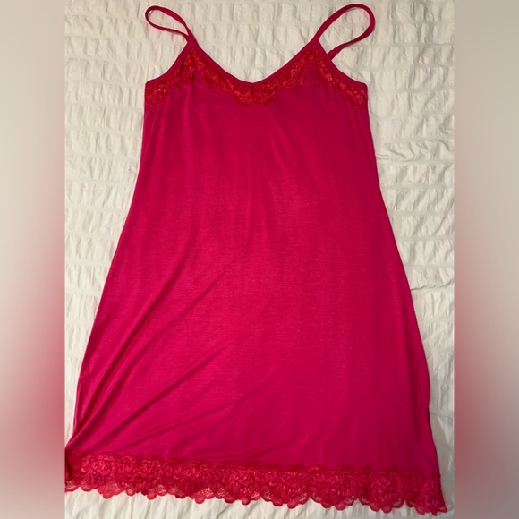NWOT Aratta Lace-Trim Hot Pink Slip Dress with Adjustable Straps - Picture 5 of 16